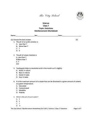 Solutions Grade 7 Worksheet  Form