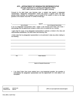  Michigan Designated Representative Regulatory Form 2016-2024