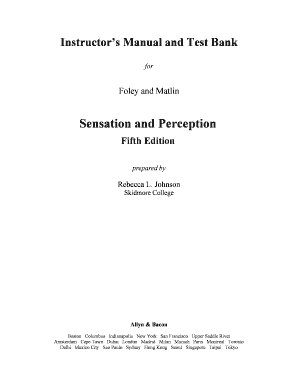 Sensation and Perception 5th Edition Foley Test Bank  Form