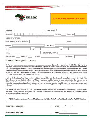 Effsc Membership Form