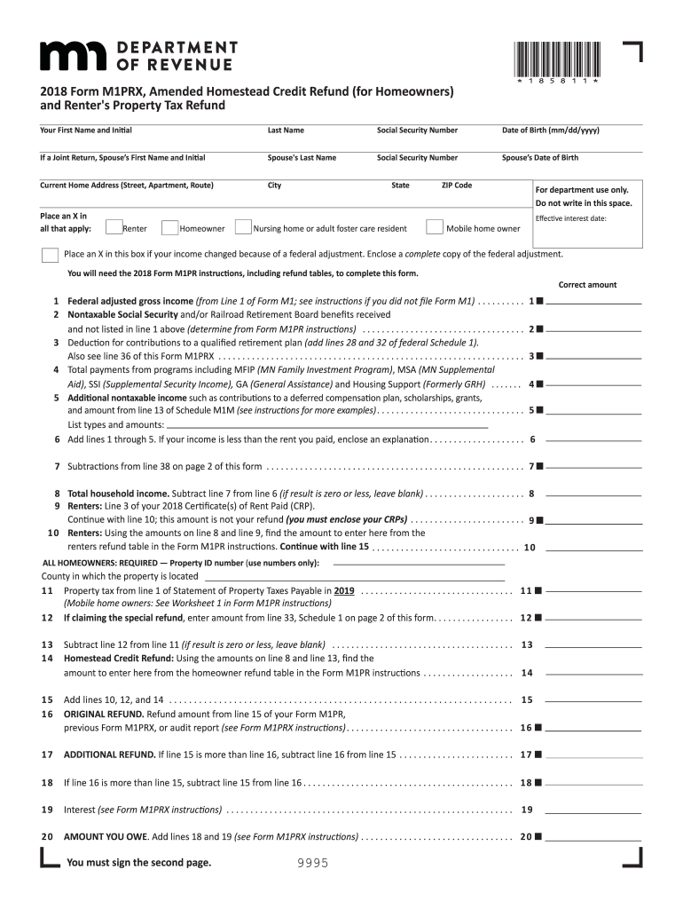 Get and Sign Minnesota Property Tax Form M1prx 2018-2022