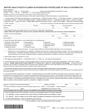  Obtaining Medical Records Baptist Health South Florida 2018-2024