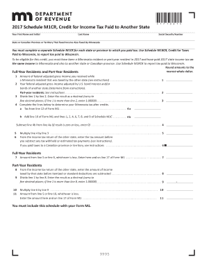 M1CR, Credit for Income Tax Paid to Another State  Form