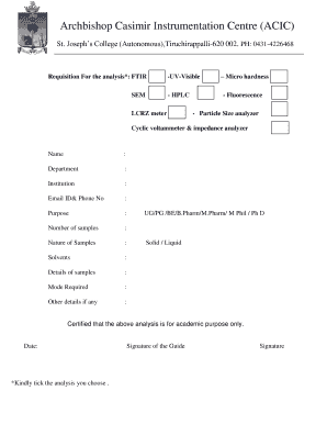 St Joseph College Trichy Instrumentation Facility  Form