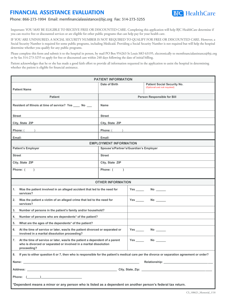 Get And Sign Bjc Financial Aid Application 2018-2021 Form