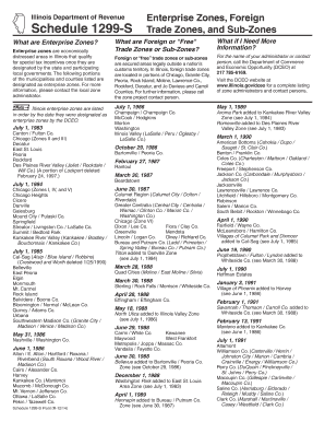 Schedule 1299 S Enterprise Zones, Foreign Trade Zones, and Sub Zones Schedule 1299 S  Form