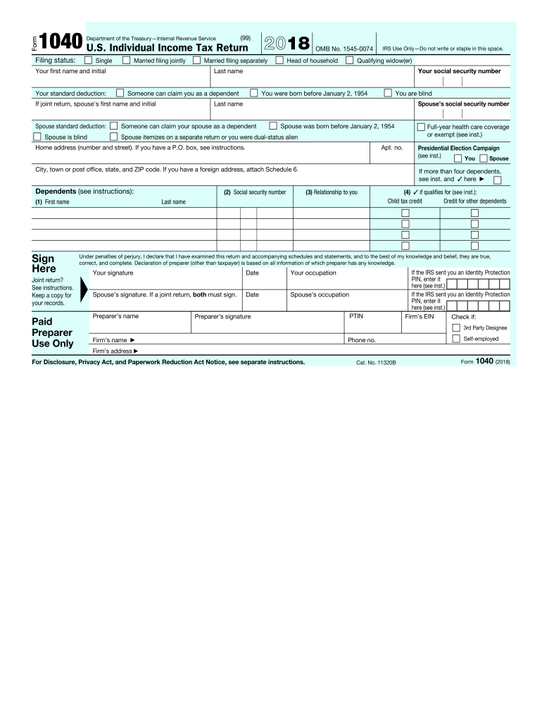 Get and Sign Form 1040 2018-2022