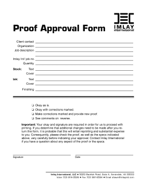 Proof Approval Form