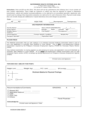 Nationwide Health Systems  Form