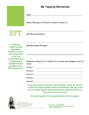 Eft Tapping Worksheet  Form