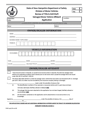 Salvage Affidavit NH Gov  Form