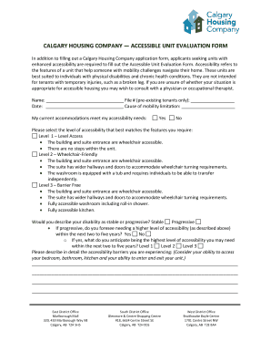 Accessible Unit Evaluation Form Calgary Housing Company