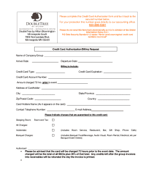 Doubletree Credit Card Authorization Form