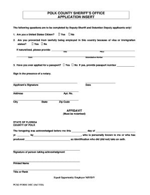 PCSO Application Insert Polk County Sheriff&#039;s Office Polksheriff  Form