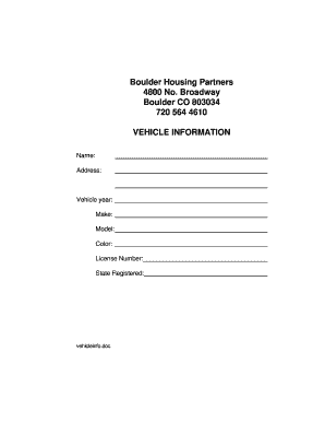 Vehicle Information Form Boulder Housing Partners Boulderhousing