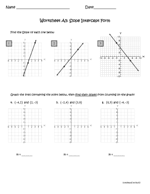 Slope Intercept Form Worksheet with Answers PDF