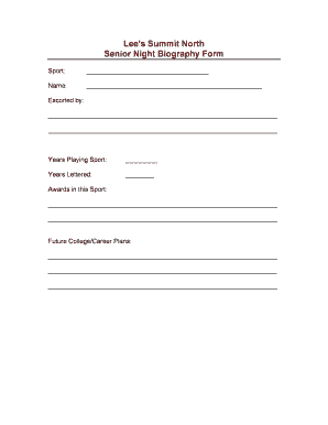 Senior Night Bio Form