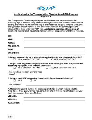 Psta Disadvantage Renewal Form