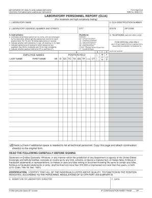 LABORATORY PERSONNEL REPORT CLIA Colorado Gov  Form