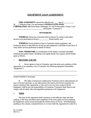 Equipment Loan Agreement  Form