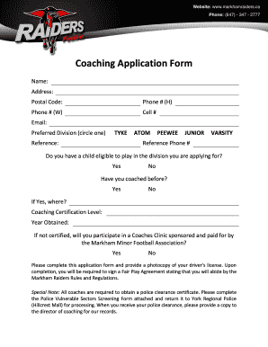 Coaching Application Form