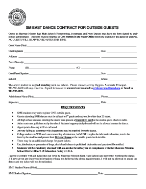 Dance Contract Template  Form