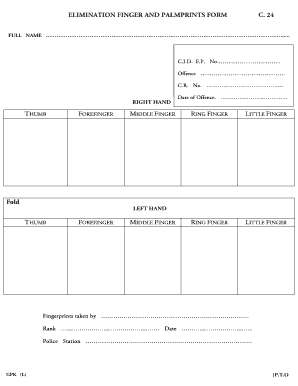 Elimination Finger and Palm Print Form