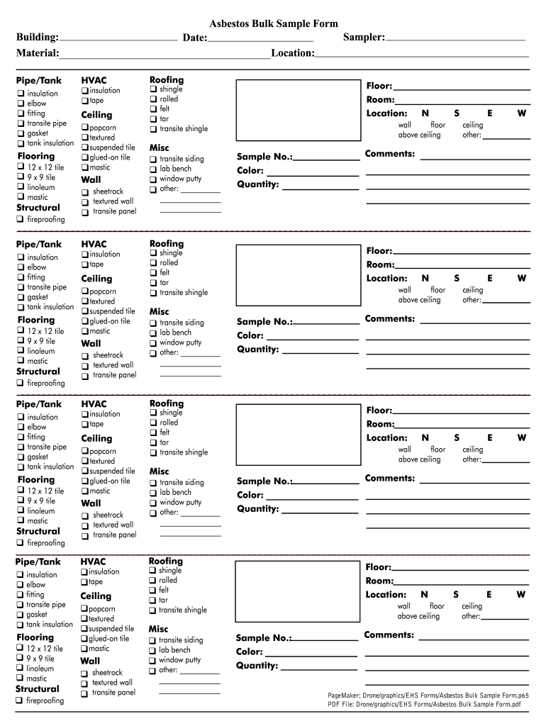 Asbestos Bulk Sample Form Ehs Wsu