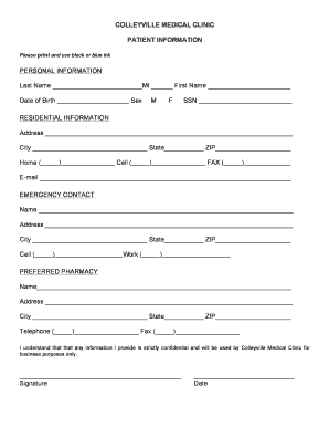 Form New Patient Packet Colleyville Medical Clinic
