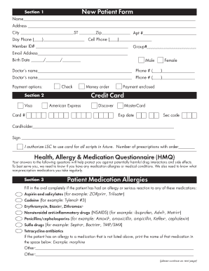 LSC Mail Order Pharmacy New Patient Form