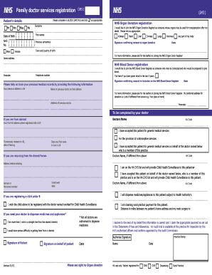 Family Doctor Services Registration Filled Form