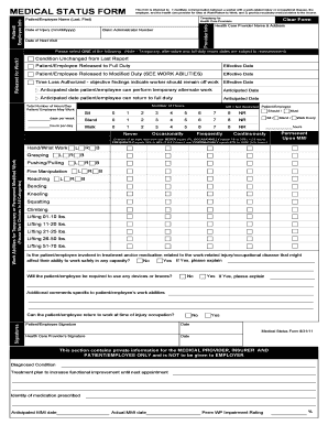 MEDICAL STATUS FORM Health Care and Benefits Division Benefits Mt