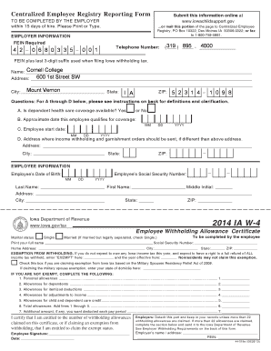 Centralized Employee Registry Reporting Form