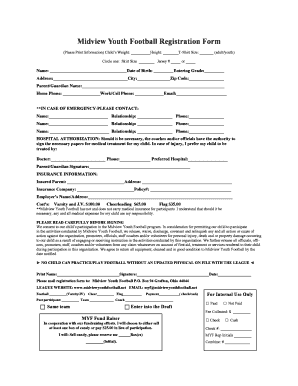 Get and Sign Youth Football Registration Form 