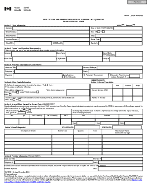 NIHB Oxygen and Respiratory Medical Supplies and Equipment  Form