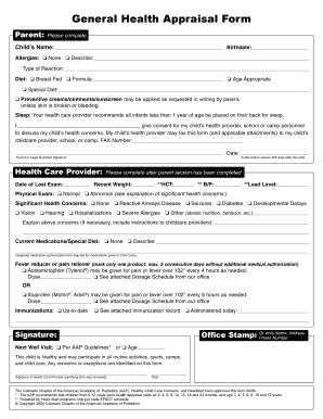 Health Appraisal Form