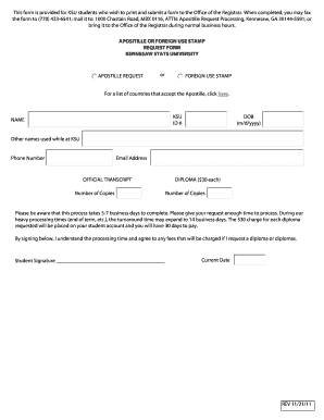 Apostille Request Form Registrar Kennesaw State University