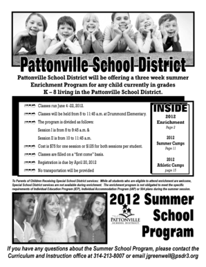 Summer Enrichment Program 2 Pattonville School District Psdr3  Form