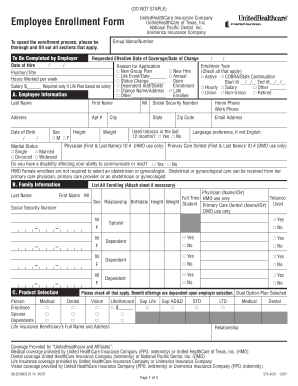United Healthcare Employee Enrollment Form