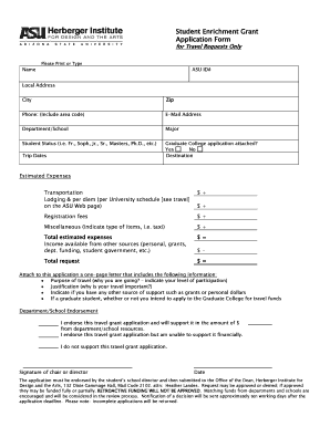 Asu Institute Design Arts Enrichment  Form