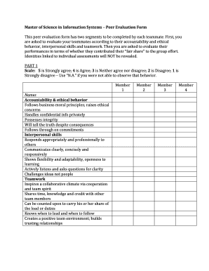 Master of Science in Information Systems Peer Evaluation Form Business Uc