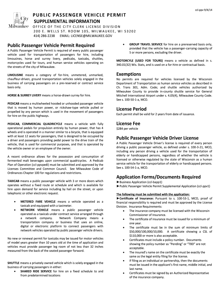  Passenger Vehicle Permit 2014-2024