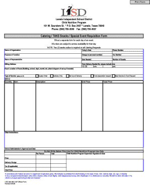 Catering Requisition Form