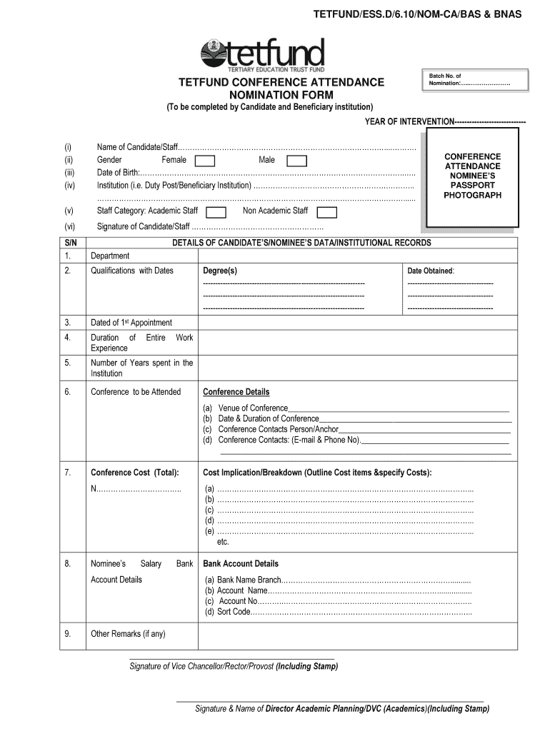 Tetfund Application Form