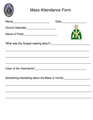 Mass Attendance Card  Form