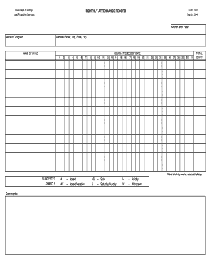 Monthly Attendance Records Texas Department of Family and Vivacemusicacademy  Form