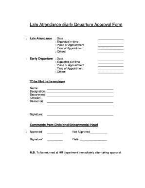 Late Attendance Early Departure Approval Form Sheltech MIS