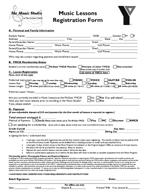 Pictures of Music Training Registration Form