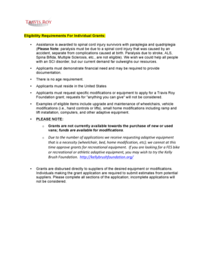 To Download the Individual Grant Application &amp; Eligibility Form Travisroyfoundation