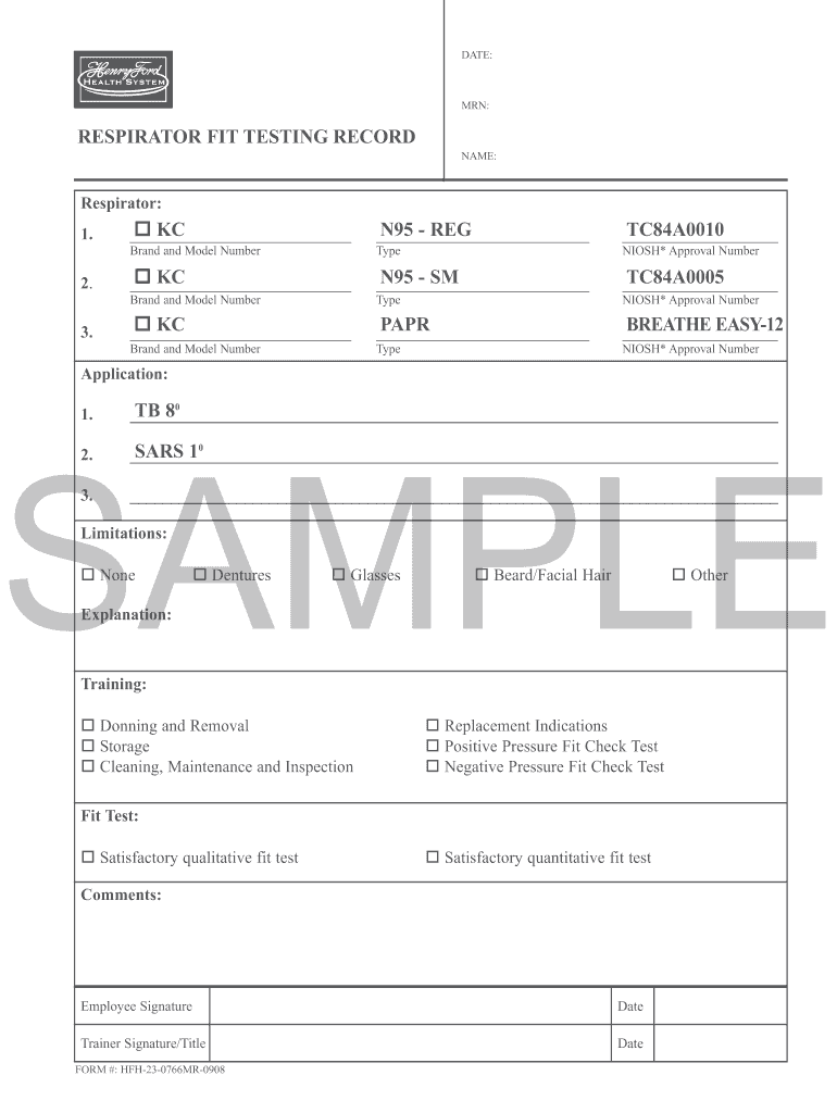 N95 Fit Test Form